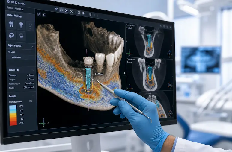 بررسی استخوان فک با CBCT قبل از ایمپلنت بعد از کشیدن دندان